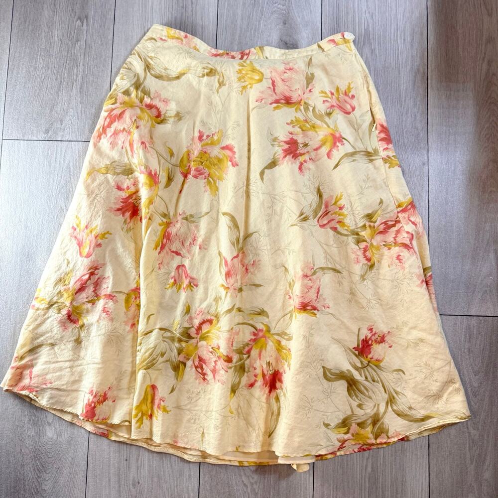 Chaps Westbury Print Ladies Linen Cotton Blend Skirt Size 10